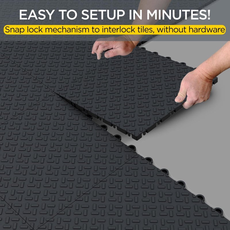 boldworks Garage Floor Tiles Interlocking Garage Flooring Tiles Pack of 48 Antislip Oil and Stain Resistant for Garages Shop Floors Basements 40000 LBS Load Capacity 12x12 Inch Black Color - Image 4